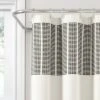 Stitched Woven Striped Yarn Dyed Cotton Shower Curtain Ivory/Black - Lush Décor