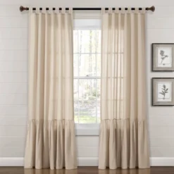 84"x40" Farmhouse Faux Linen Tab Top Window Curtain Panel - Lush Décor -Home Decoration Promotion GUEST a51014b7 649d 479c 8fa0 7daabaf980a3