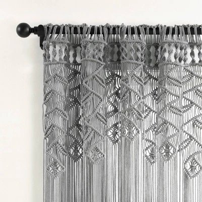 84"x40" Boho Macrame Leaf Cotton Window Curtain Panel - Lush Décor 2 84"x40" Boho Macrame Leaf Cotton Window Curtain Panel - Lush Décor - Image 2