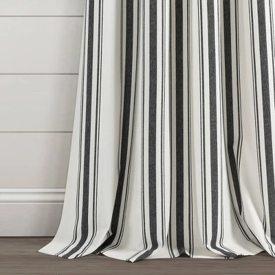 2pk 42"x84" Light Filtering Farmhouse Striped Yarn Dyed Curtain Panels Black - Lush Décor 3 2pk 42"x84" Light Filtering Farmhouse Striped Yarn Dyed Curtain Panels Black - Lush Décor - Image 3