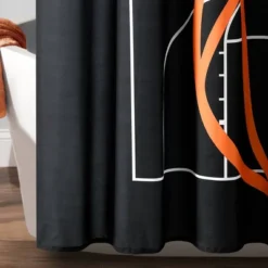 72"x72" Kids' Basketball Game Shower Curtain Black/Orange - Lush Décor -Home Decoration Promotion GUEST a98a7483 28b7 47e6 824f 5bec5313d991