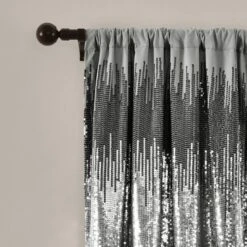 Set Of 2 (84"x42") Shimmer Sequins Light Filtering Window Curtain Panels - Lush Décor