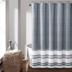 Nantucket Yarn Dyed Cotton Tassel Fringe Shower Curtain - Lush Décor -Home Decoration Promotion GUEST aca955e2 885d 4d35 8d85 7490af054422