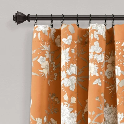 2pk 52"x95" Light Filtering Botanical Garden Curtain Panels Orange - Lush Décor 1 2pk 52"x95" Light Filtering Botanical Garden Curtain Panels Orange - Lush Décor
