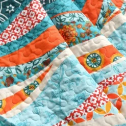 50"x60" Hailey Watercolor Wave Reversible Cotton Throw Blanket Turquoise - Lush Décor -Home Decoration Promotion GUEST b18b81d3 072d 450b b223 afc236bf60d3