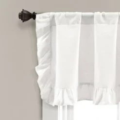 52"x18" Linen Ruffle Window Valance White - Lush Décor