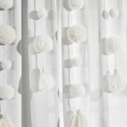 84"x52" Pom-Pom Tassel Linen Light Filtering Window Curtain Panel - Lush Décor -Home Decoration Promotion GUEST b697f796 04f8 49b0 85f9 48242aaa5b9b