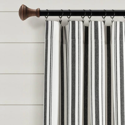 2pk 42"x84" Light Filtering Farmhouse Striped Yarn Dyed Curtain Panels Black - Lush Décor 1 2pk 42"x84" Light Filtering Farmhouse Striped Yarn Dyed Curtain Panels Black - Lush Décor