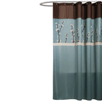 Cocoa Flower Shower Curtain Blue - Lush Décor 4 Cocoa Flower Shower Curtain Blue - Lush Décor - Image 4