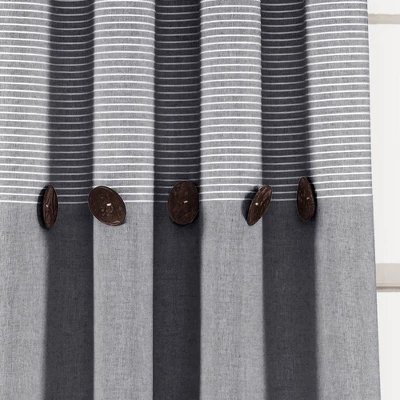 Set Of 2 Farmhouse Button Striped Yarn Dyed Woven Cotton Window Curtain Panels - Lush Décor 2 Set Of 2 Farmhouse Button Striped Yarn Dyed Woven Cotton Window Curtain Panels - Lush Décor - Image 2