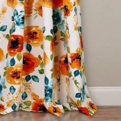 2pk 52"x84" Light Filtering Percy Bloom Curtain Panels Orange/Blue - Lush Décor -Home Decoration Promotion GUEST bda7ccfd b4d6 47e0 a507 52db2fa616e4