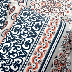 3pc Nesco Stripe Cotton Duvet Cover Set Navy/Coral/Gray - Lush Décor -Home Decoration Promotion GUEST be67fa1b bfac 4bf9 824f 3ba4ae4406b6