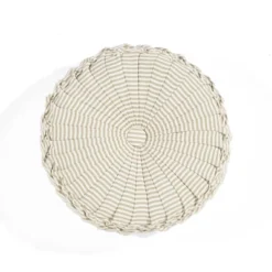 14" Farmhouse Ticking Striped Yarn Dyed Pleated Round Throw Pillow - Lush Décor -Home Decoration Promotion GUEST c611c82c e2e7 4c6a 9f43 fb64bcaf537f