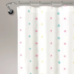 72"x72" Kids' Rainbow Tufted Dot Single Shower Curtain - Lush Décor