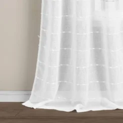 1pc 50"x84" Indoor/Outdoor Sheer Farmhouse Textured Curtain Panel White - Lush Décor 7 1pc 50"x84" Indoor/Outdoor Sheer Farmhouse Textured Curtain Panel White - Lush Décor -Home Decoration Promotion GUEST ca309a2b 911a 401b a375 c60d1be701a0