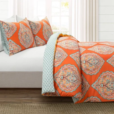3pc Harley Cotton Duvet Cover Set Tangerine - Lush Décor 1 3pc Harley Cotton Duvet Cover Set Tangerine - Lush Décor