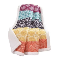 50"x60" Bohemian Striped Faux Shearling Throw Blanket - Lush Décor -Home Decoration Promotion GUEST cf2c978c 2b6b 47d5 84cc 7c18899e7c70