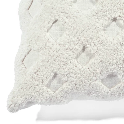20"x20" Oversize Tufted Diagonal Family-Friendly Square Throw Pillow Cover White - Lush Décor 2 20"x20" Oversize Tufted Diagonal Family-Friendly Square Throw Pillow Cover White - Lush Décor - Image 2