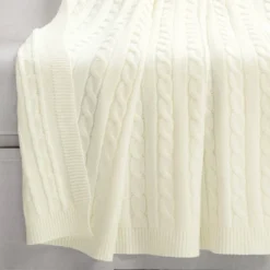 50"x60" Cable Soft Knitted Throw Blanket With Border - Lush Décor -Home Decoration Promotion GUEST d9e32aed 568c 4581 9755 a4b2481eb42a