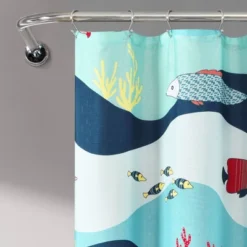 72"x72" Kids' Sea Life Shower Curtain Blue - Lush Décor