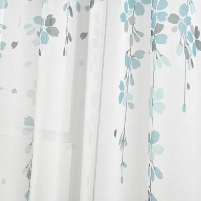 2pk 38"x84" Sheer Weeping Flower Curtain Panels Blue/Gray - Lush Décor 3 2pk 38"x84" Sheer Weeping Flower Curtain Panels Blue/Gray - Lush Décor - Image 3