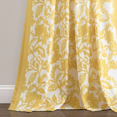 1pc 52"x84" Light Filtering Emma Textured Jacobean Curtain Panel Yellow - Lush Décor 3 1pc 52"x84" Light Filtering Emma Textured Jacobean Curtain Panel Yellow - Lush Décor - Image 3