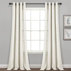 Set Of 2 (84"x52") Faux Linen Grommet Window Curtain Panels - Lush Décor 21 Set Of 2 (84"x52") Faux Linen Grommet Window Curtain Panels - Lush Décor -Home Decoration Promotion GUEST e7437fa6 36f8 4119 8162 0f619d604522