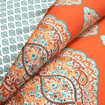 3pc Harley Cotton Duvet Cover Set Tangerine - Lush Décor 2 3pc Harley Cotton Duvet Cover Set Tangerine - Lush Décor - Image 2