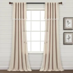 Set Of 2 (84"x52") Ivy Tassel Faux Linen Light Filtering Window Curtain Panels - Lush Décor -Home Decoration Promotion GUEST ecac8643 85db 4c50 ace7 222dde91d451