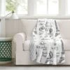 50"x60" Paris Bonjour Reversible Cotton Throw Blanket White - Lush Décor