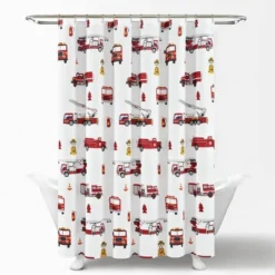 72"x72" Kids' Make A Wish Fire Truck Shower Curtain Single White/Red - Lush Décor -Home Decoration Promotion GUEST f2f13d85 ccf5 46b4 b978 f0bd9eb0912d