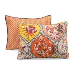 Lush Décor 3pc Bohemian Flower Reversible Oversized Cotton Quilt Set Orange/Lilac -Home Decoration Promotion GUEST f7bcb33c 096b 4f81 9f32 4a21341ac712