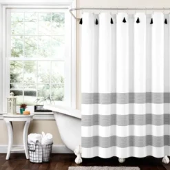 72"x72" Boho Tassel Striped Yarn Dyed Eco Friendly Recycled Cotton Shower Curtain - Lush Décor -Home Decoration Promotion GUEST fb725055 85cd 4954 bc45 05ccb7c5ea65