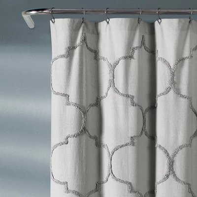 Avon Chenille Trellis Shower Curtain Light Gray - Lush Décor 2 Avon Chenille Trellis Shower Curtain Light Gray - Lush Décor - Image 2